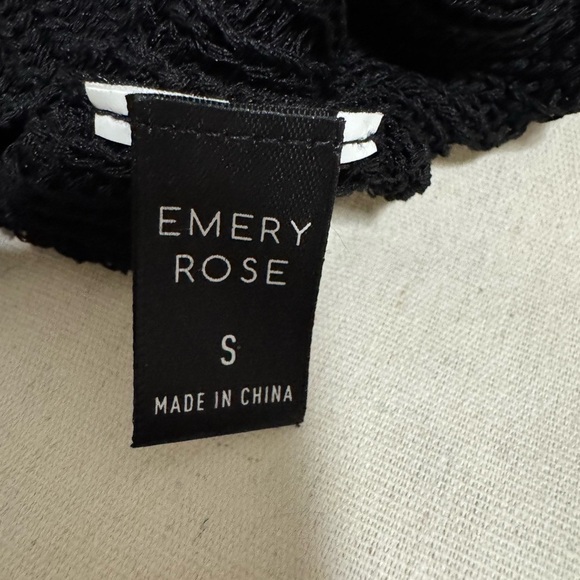 Emery Rose Black Hollow Out with Multi Color Floral Pattern Knitted Sweater Sz S - Picture 5 of 6